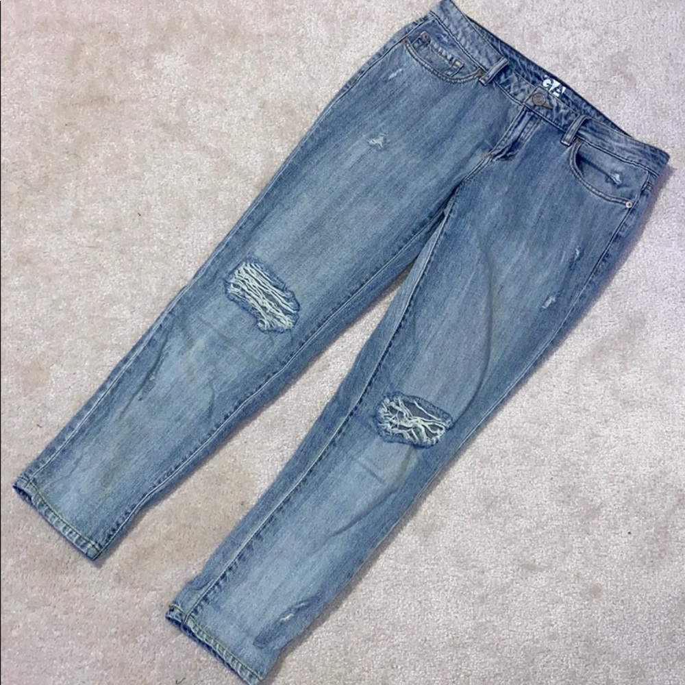 Low-Waisted Light-Wash Ripped Garage Jeans